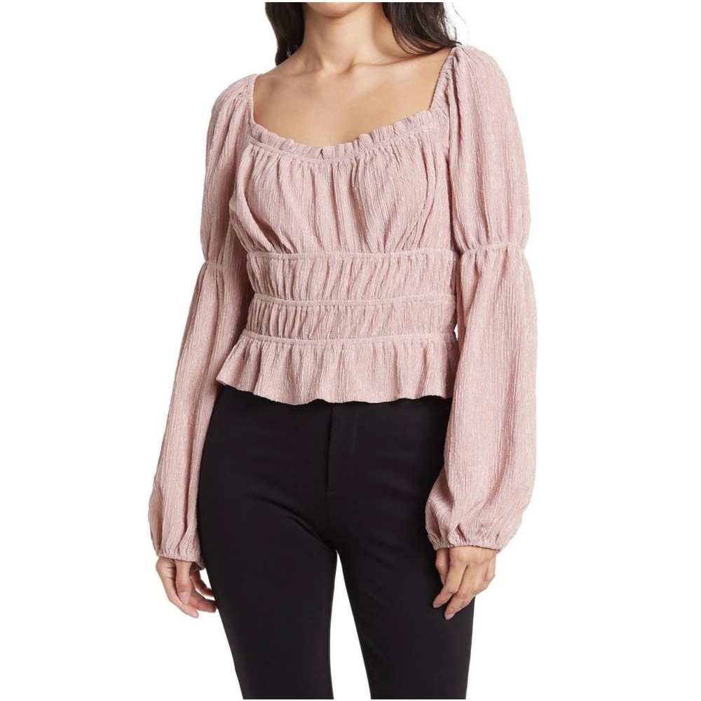 NWT Revolve x ASTR the Label Cinched Babydoll Coquette Fairy Top Pink Sz Small